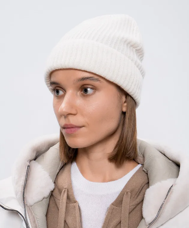 Allude White cashmere hat