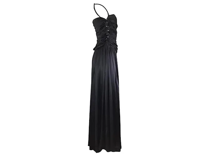 Autre Marque Vestido bustier largo de satén de seda negro de Rochas 