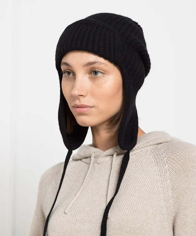 Babe Pay Pls Black cashmere beanie hat