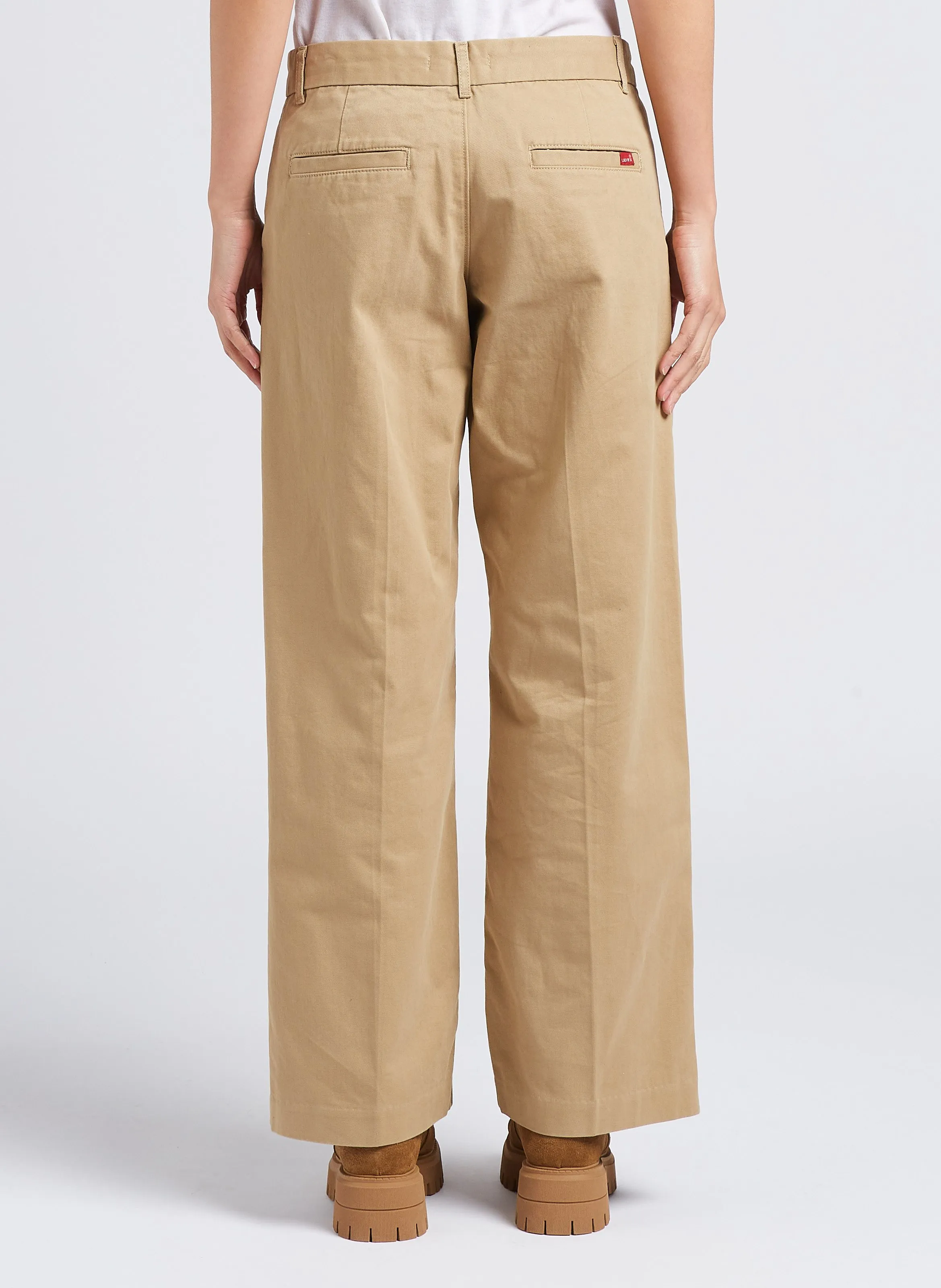 BAGGY TROUSER - Pantalón recto de algodón en beige