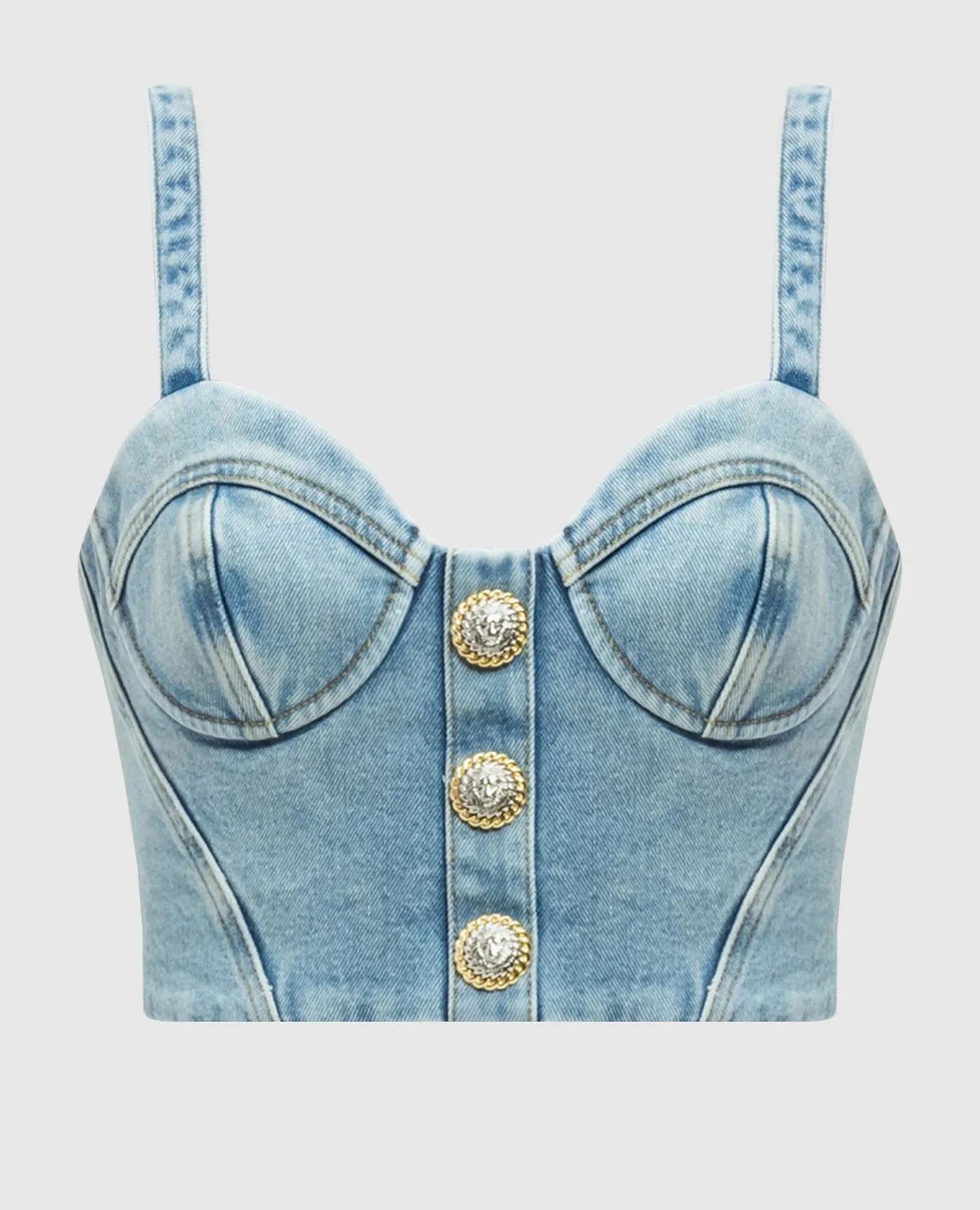 Balmain Blue denim bustier top