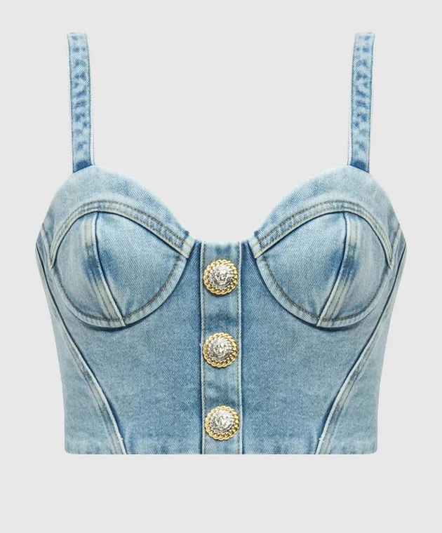 Balmain Blue denim bustier top