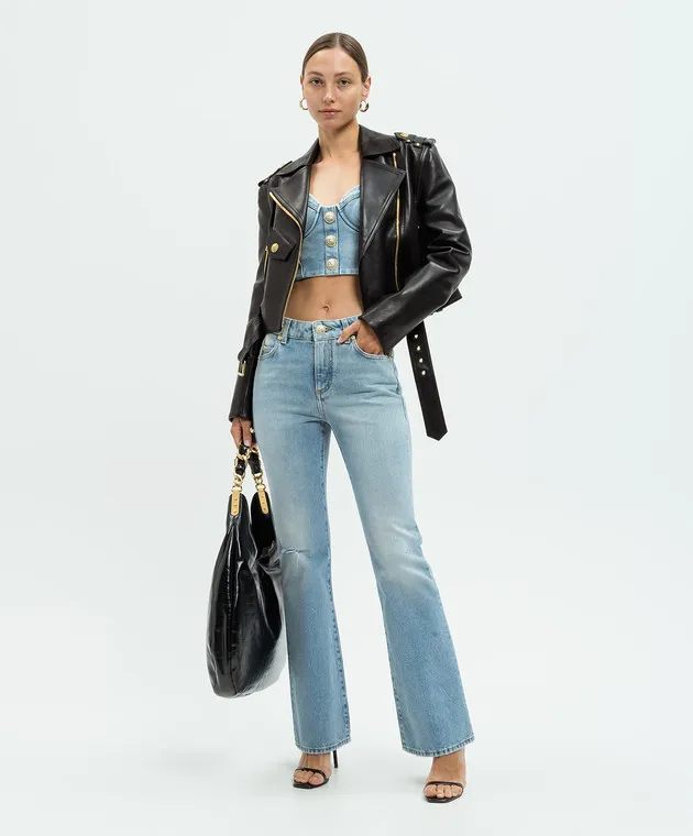 Balmain Blue denim bustier top