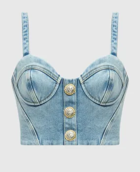 Balmain Blue denim bustier top