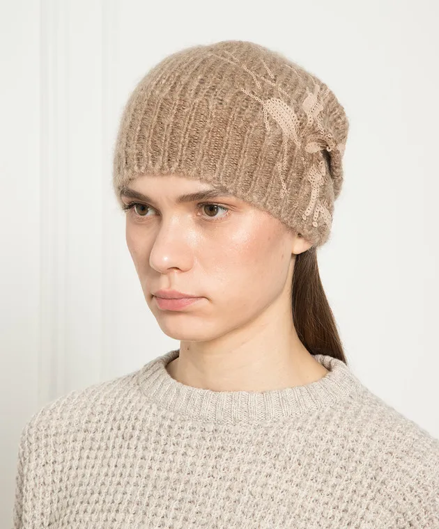 Brunello Cucinelli Brown hat with sequins