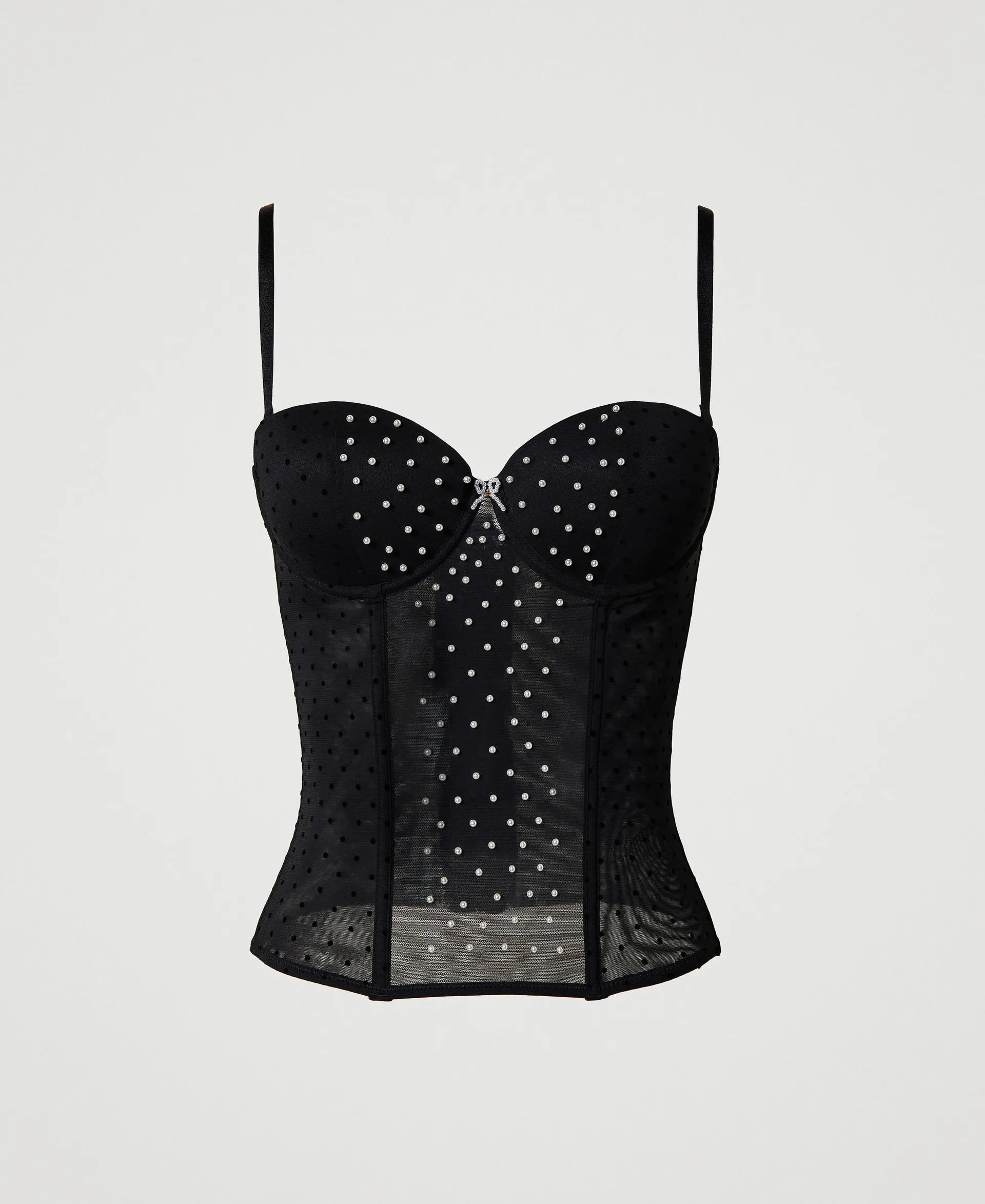 Bustier bandeau en tulle avec perles