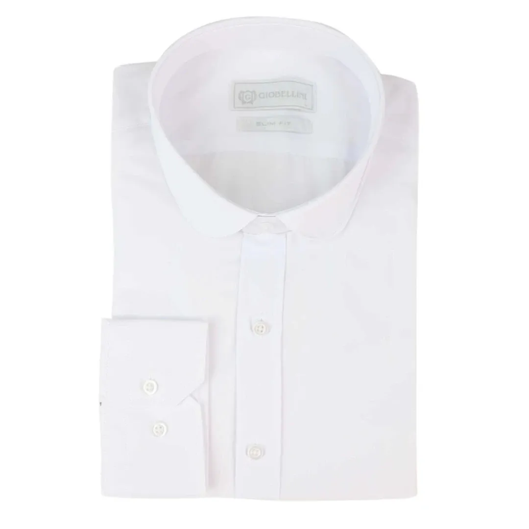 Camisa blanca con cuello Nehru Club extraíble con botón para hombre