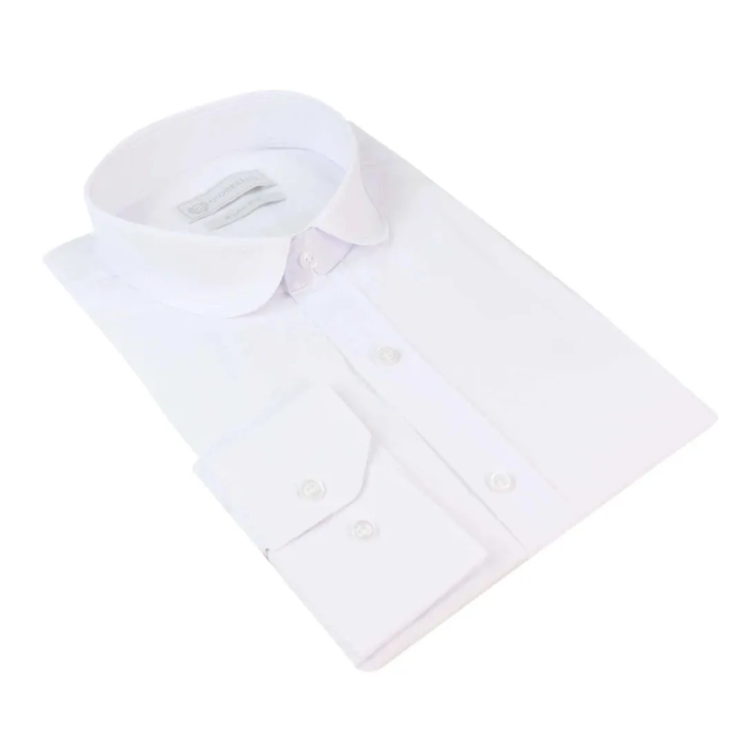 Camisa blanca con cuello Nehru Club extraíble con botón para hombre