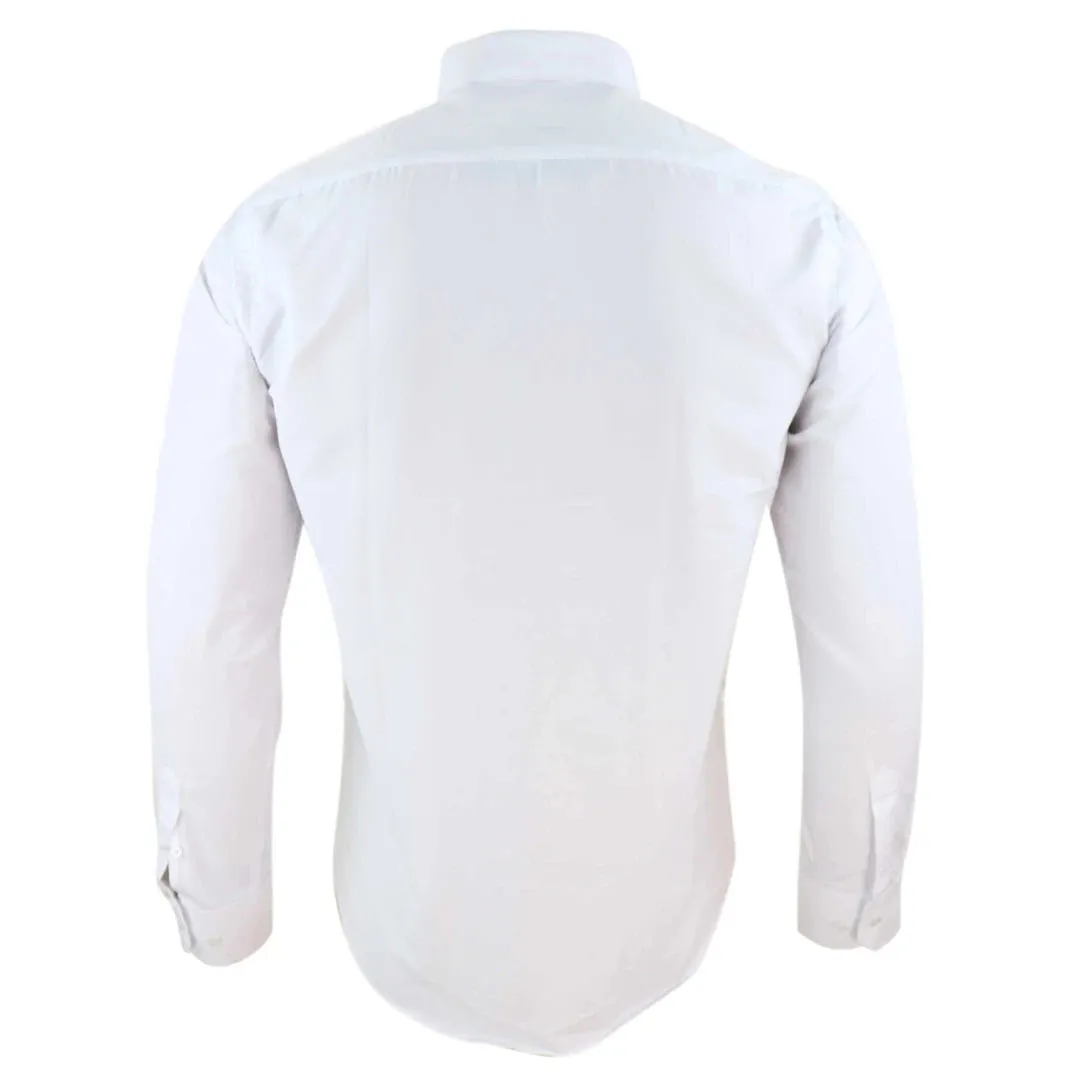 Camisa blanca con cuello Nehru Club extraíble con botón para hombre