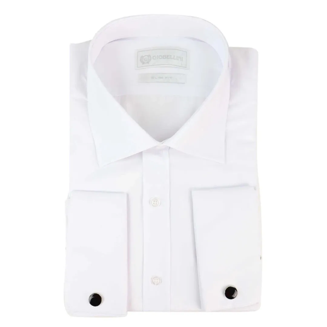 Camisa blanca con cuello redondo Nehru extraíble con botón para hombre