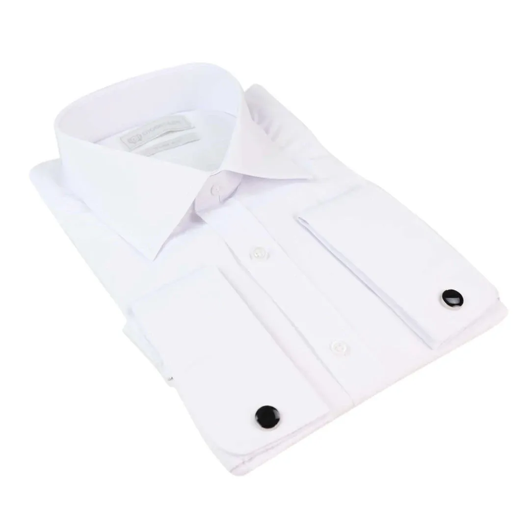 Camisa blanca con cuello redondo Nehru extraíble con botón para hombre