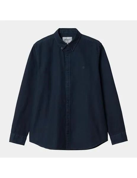 Camisa carhartt wip l/s bolton blue garment dyed de hombre