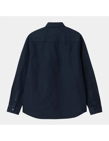 Camisa carhartt wip l/s bolton blue garment dyed de hombre