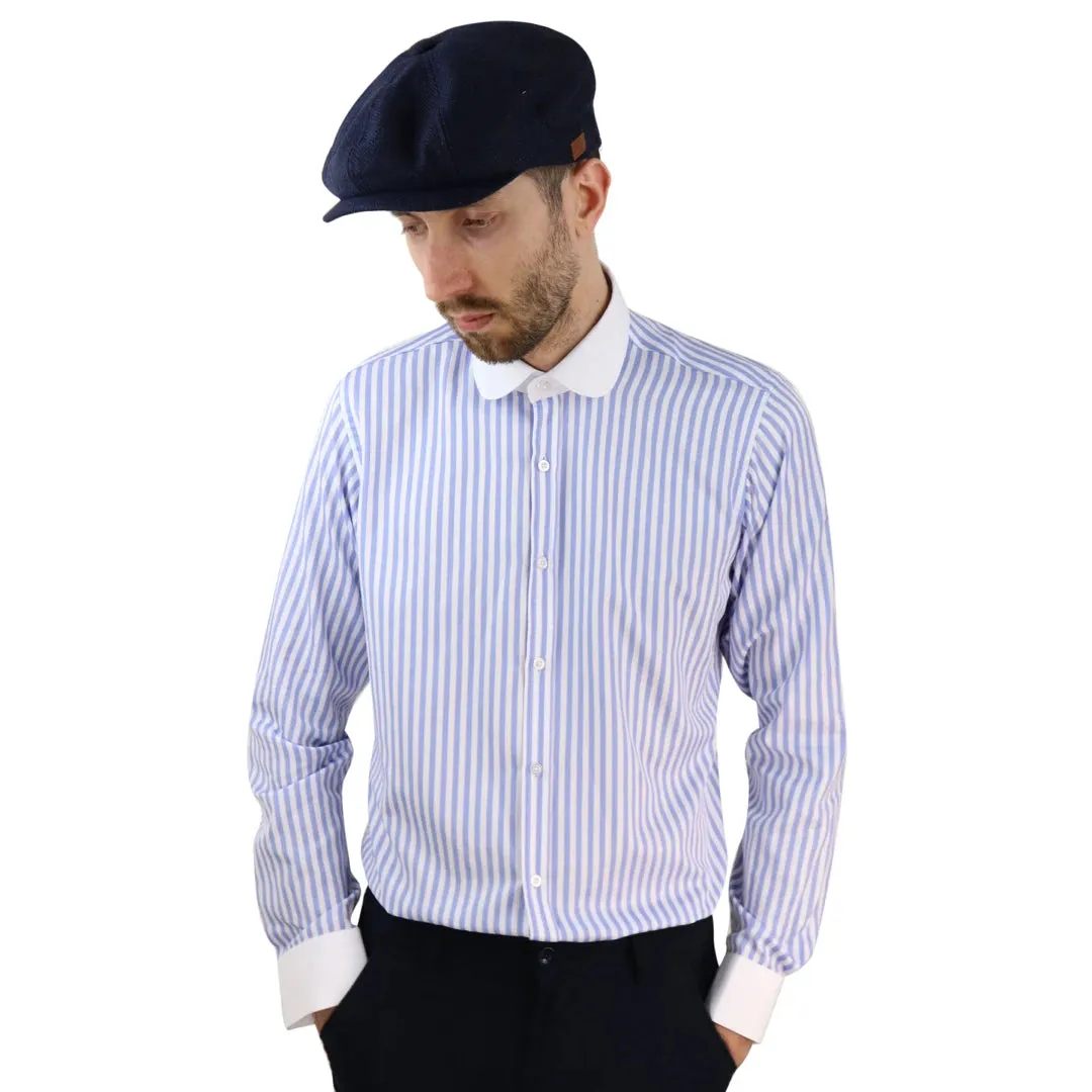 Camisa con botones de centavo Cuello redondo Rayas. Ajuste regular Clásico para hombre