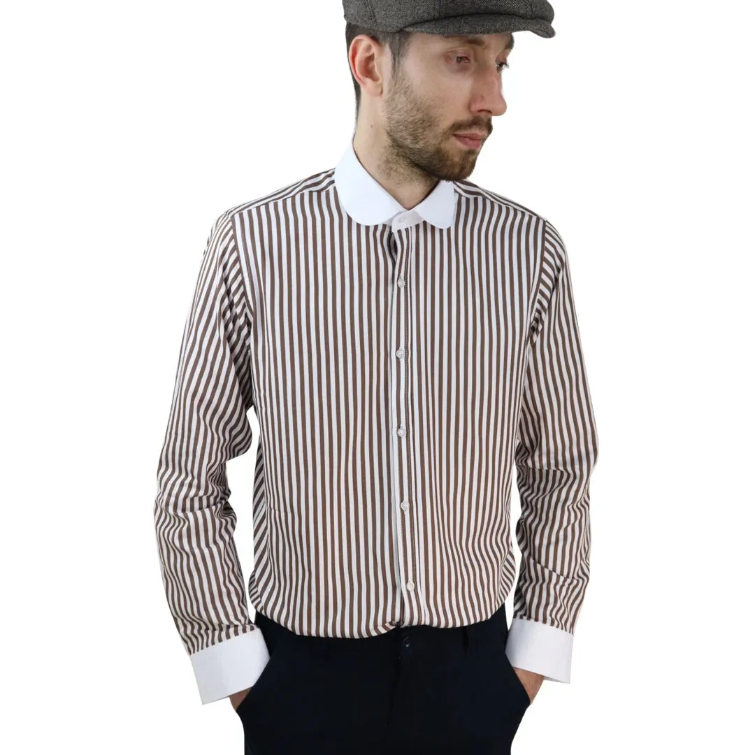 Camisa con botones de centavo Cuello redondo Rayas. Ajuste regular Clásico para hombre