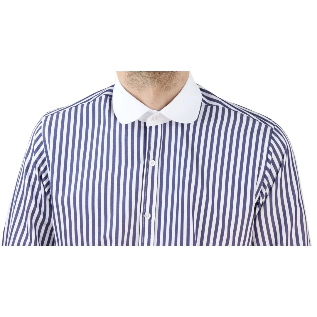 Camisa con botones de centavo Cuello redondo Rayas. Ajuste regular Clásico para hombre