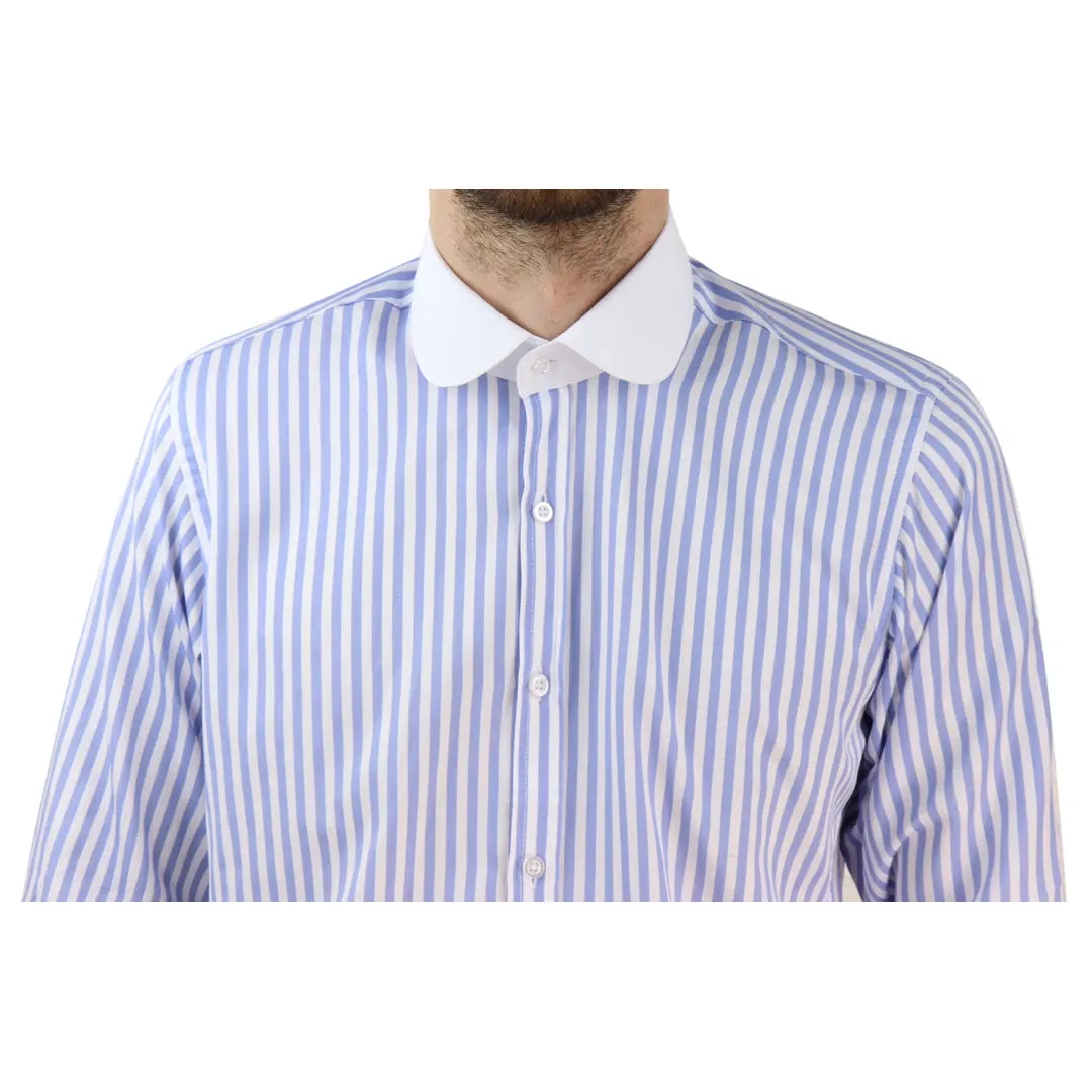 Camisa con botones de centavo Cuello redondo Rayas. Ajuste regular Clásico para hombre