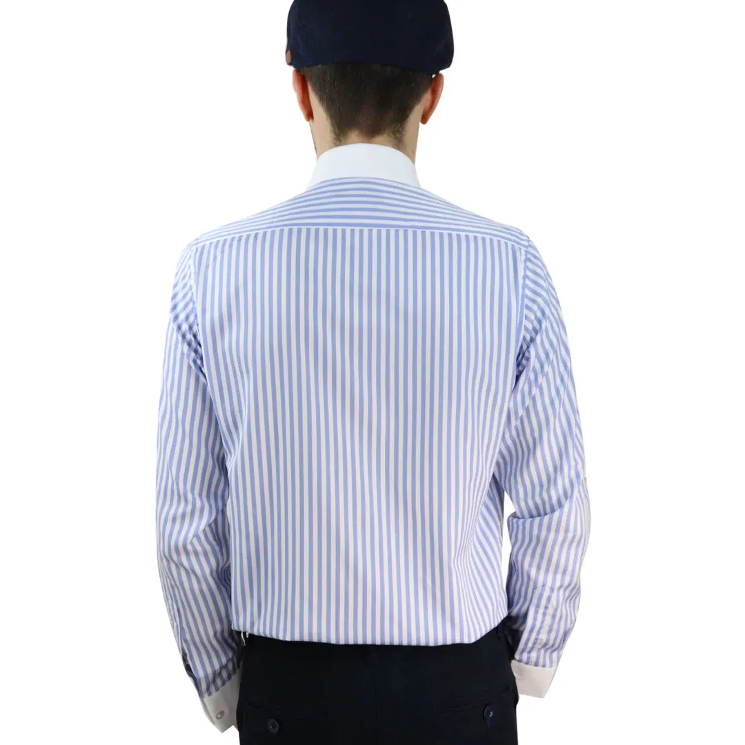 Camisa con botones de centavo Cuello redondo Rayas. Ajuste regular Clásico para hombre