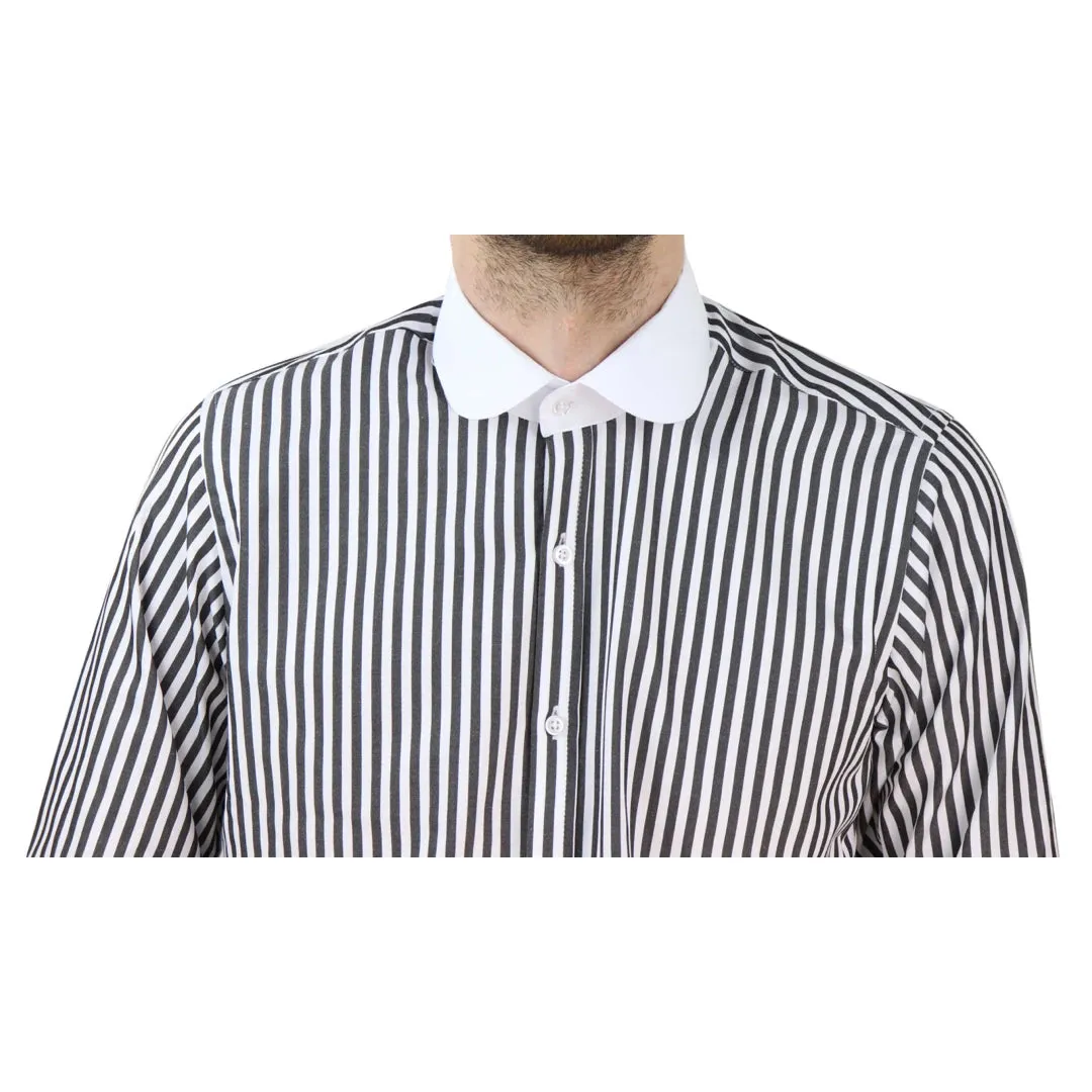 Camisa con botones de centavo Cuello redondo Rayas. Ajuste regular Clásico para hombre