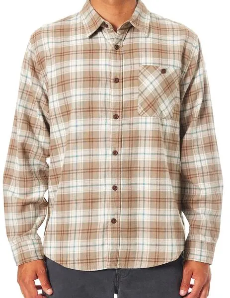 Camisa katin derek flannel beige cuadros de hombre