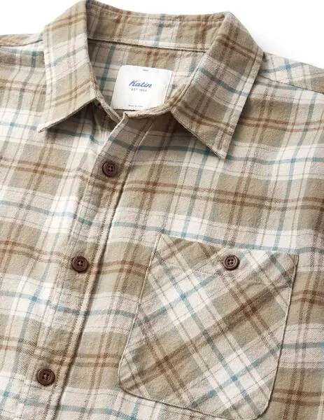 Camisa katin derek flannel beige cuadros de hombre