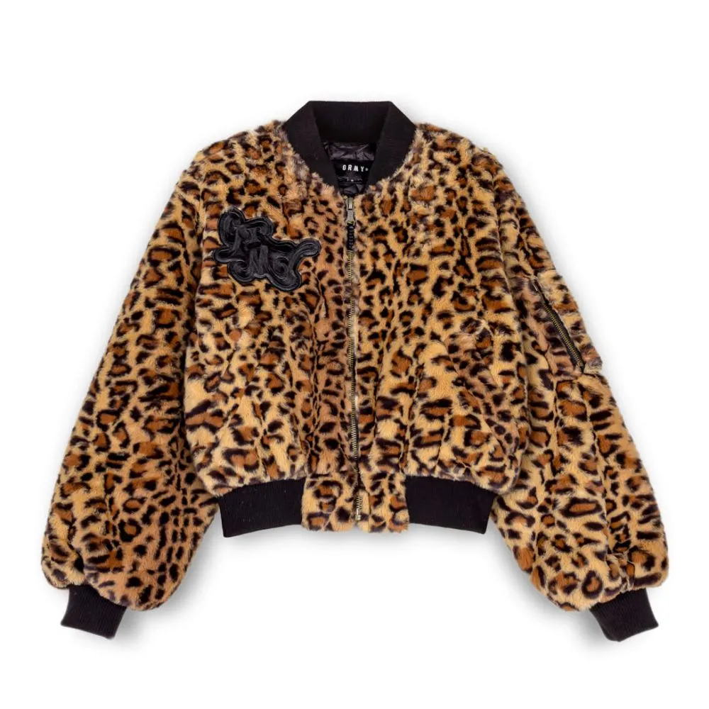 Chaqueta Bomber de Chica Grimey "WESTBOUND" Fur - Leopard | Fall 22