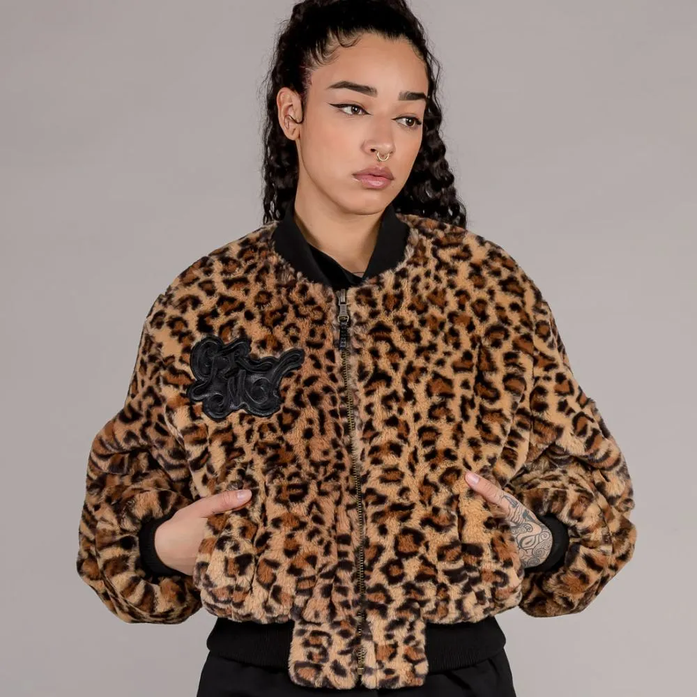 Chaqueta Bomber de Chica Grimey "WESTBOUND" Fur - Leopard | Fall 22