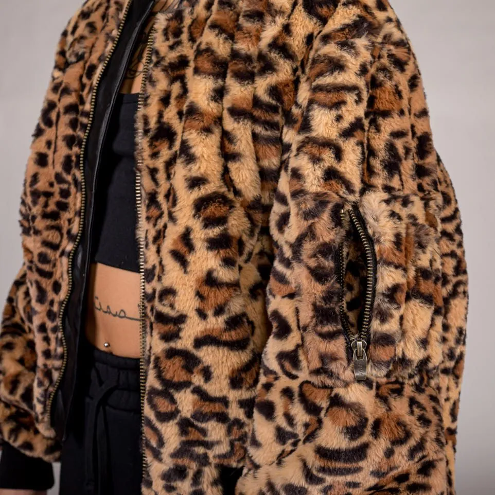 Chaqueta Bomber de Chica Grimey "WESTBOUND" Fur - Leopard | Fall 22