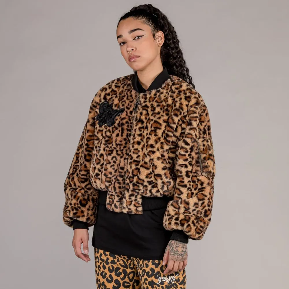 Chaqueta Bomber de Chica Grimey "WESTBOUND" Fur - Leopard | Fall 22