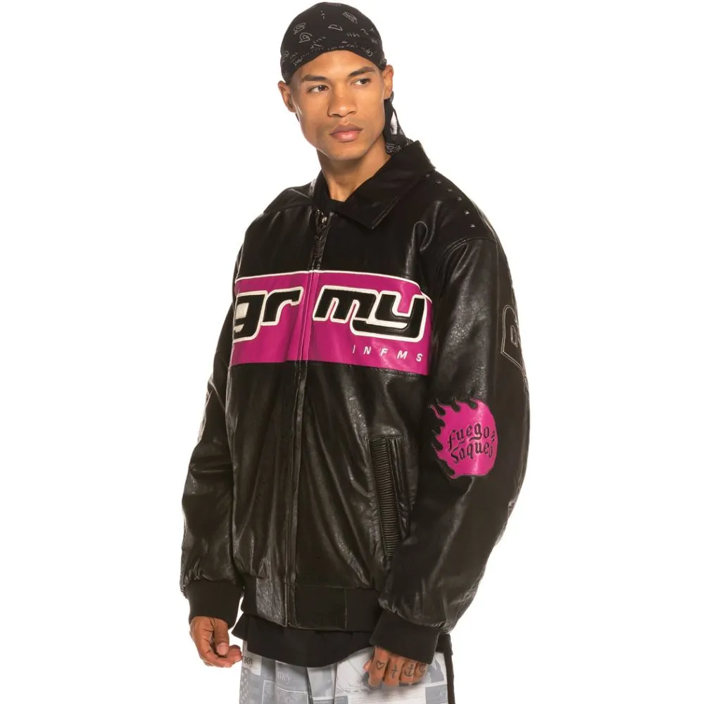 Chaqueta Bomber Grimey Looter Cult PU Leather FW19 Black