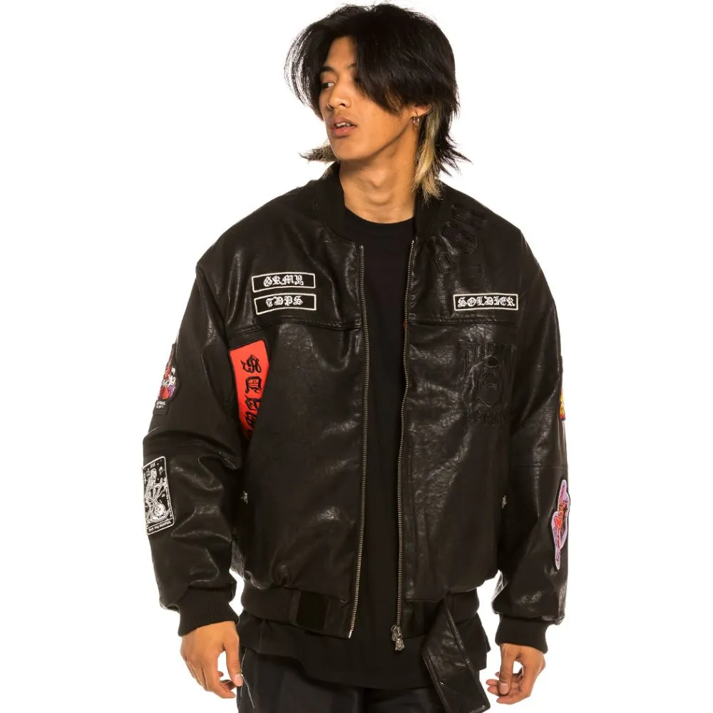 Chaqueta Bomber Grimey "Cecilio X GRMY" PU Leather | Black - Fall 21