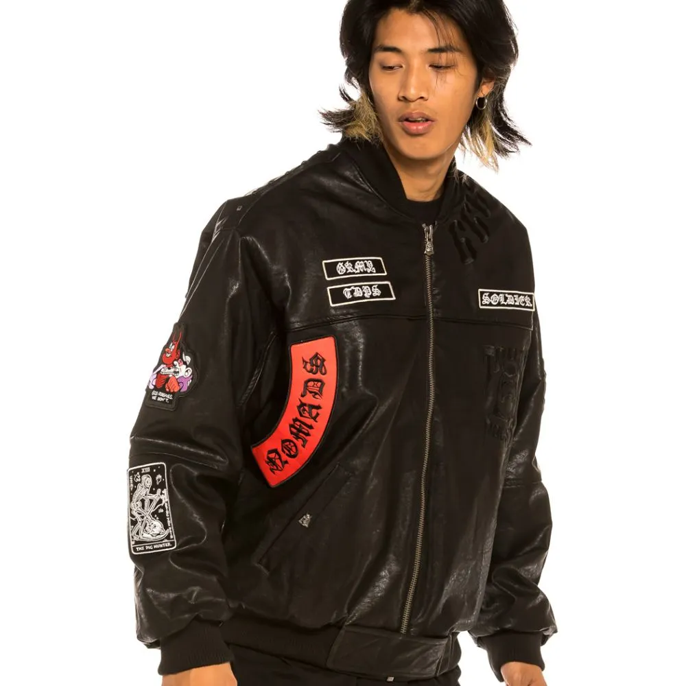 Chaqueta Bomber Grimey "Cecilio X GRMY" PU Leather | Black - Fall 21