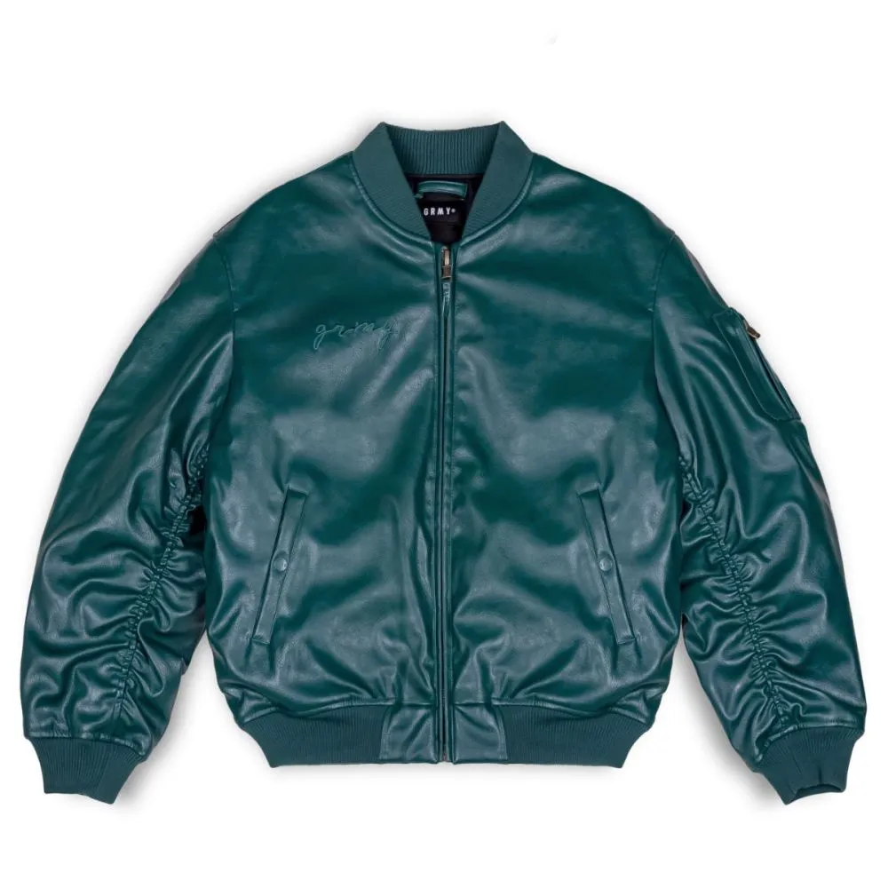 Chaqueta Bomber Grimey "IAM" PU Leather - Green | Fall 22