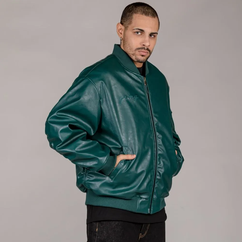 Chaqueta Bomber Grimey "IAM" PU Leather - Green | Fall 22