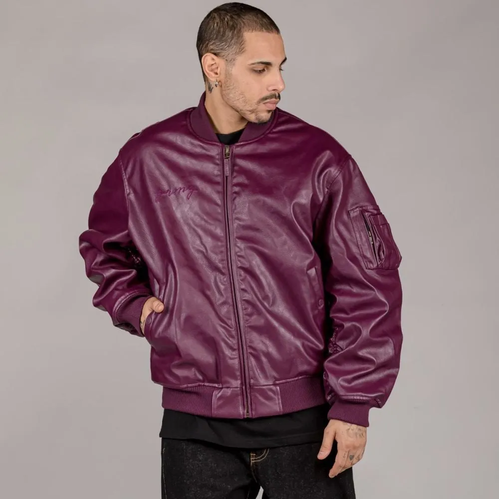 Chaqueta Bomber Grimey "IAM" PU Leather - Wine | Fall 22