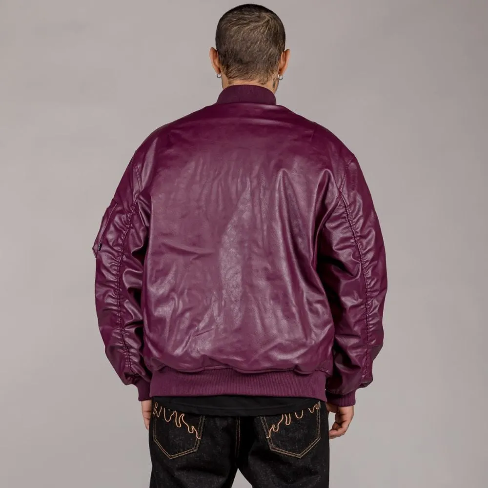 Chaqueta Bomber Grimey "IAM" PU Leather - Wine | Fall 22