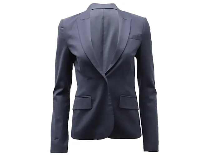 Chaqueta de traje de botonadura sencilla en mezcla de lana azul oscuro Theory 