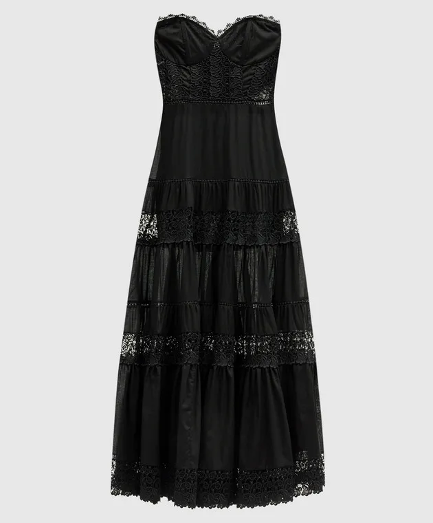 Charo Ruiz Monnet black bustier dress with lace