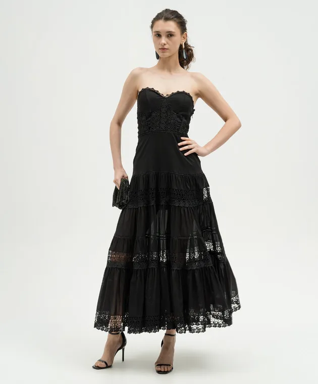 Charo Ruiz Monnet black bustier dress with lace