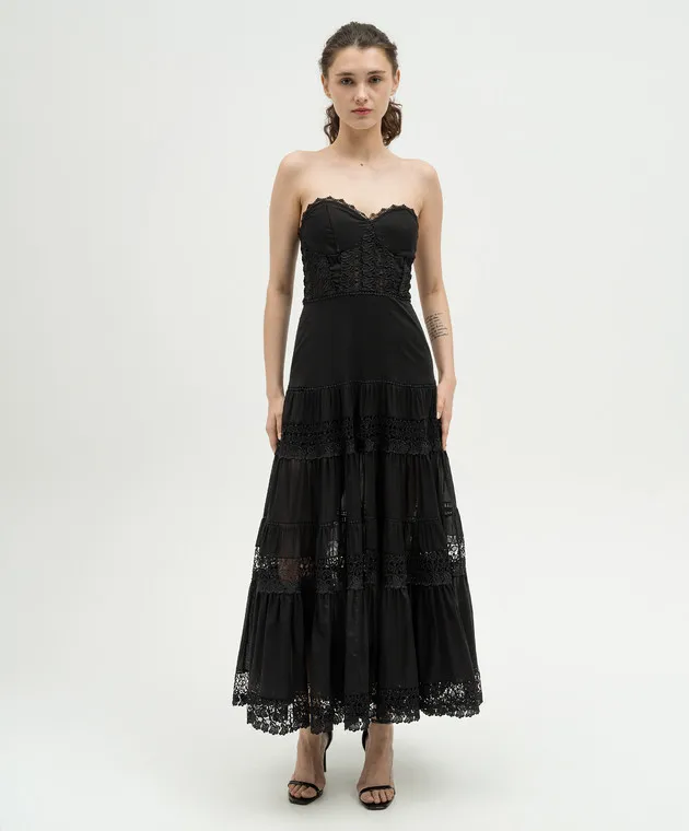 Charo Ruiz Monnet black bustier dress with lace