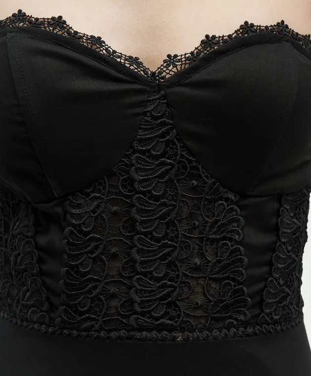 Charo Ruiz Monnet black bustier dress with lace