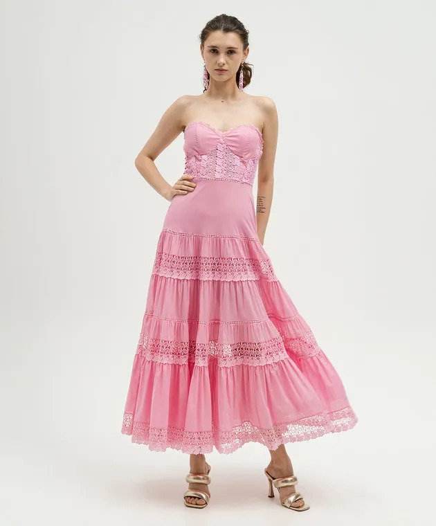 Charo Ruiz Monnet pink bustier dress with lace