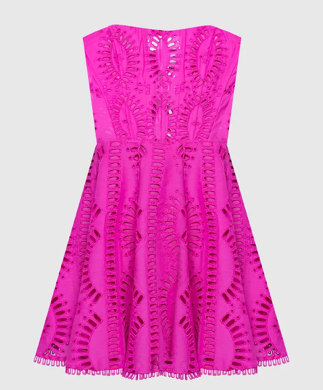 Charo Ruiz Pink mini Zamick bustier dress with broderie embroidery