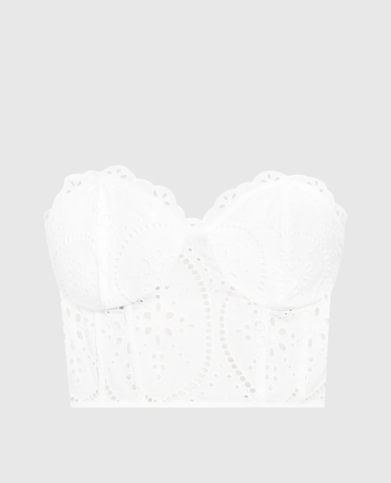 Charo Ruiz White Lita bustier top with broderie embroidery