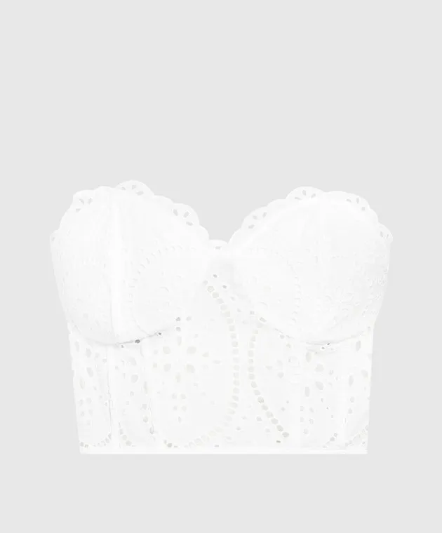 Charo Ruiz White Lita bustier top with broderie embroidery