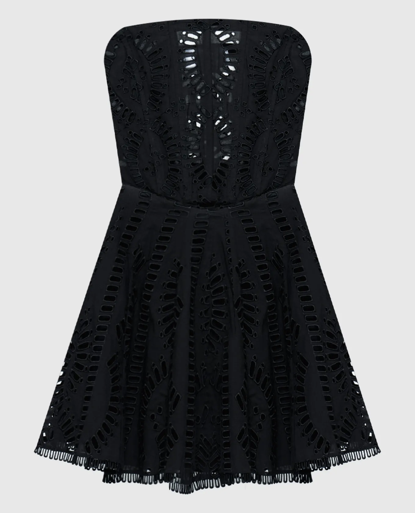 Charo Ruiz Zamick mini bustier black dress with broderie embroidery