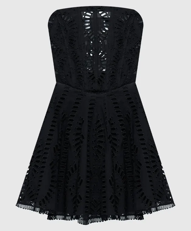 Charo Ruiz Zamick mini bustier black dress with broderie embroidery