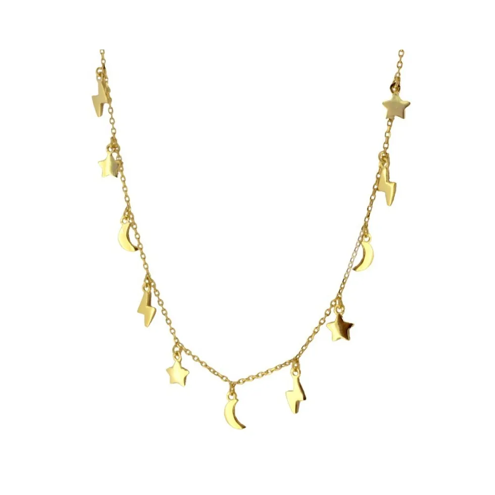 Collar Rayo Luna y Estrella Oro