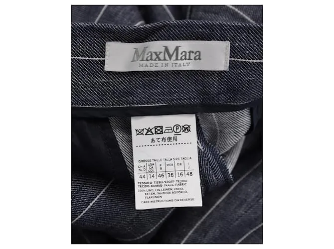 Conjunto Max Mara de traje a rayas con botonadura forrada en lino gris oscuro 