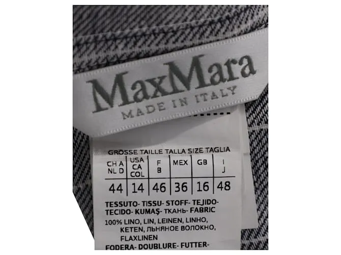 Conjunto Max Mara de traje a rayas con botonadura forrada en lino gris oscuro 